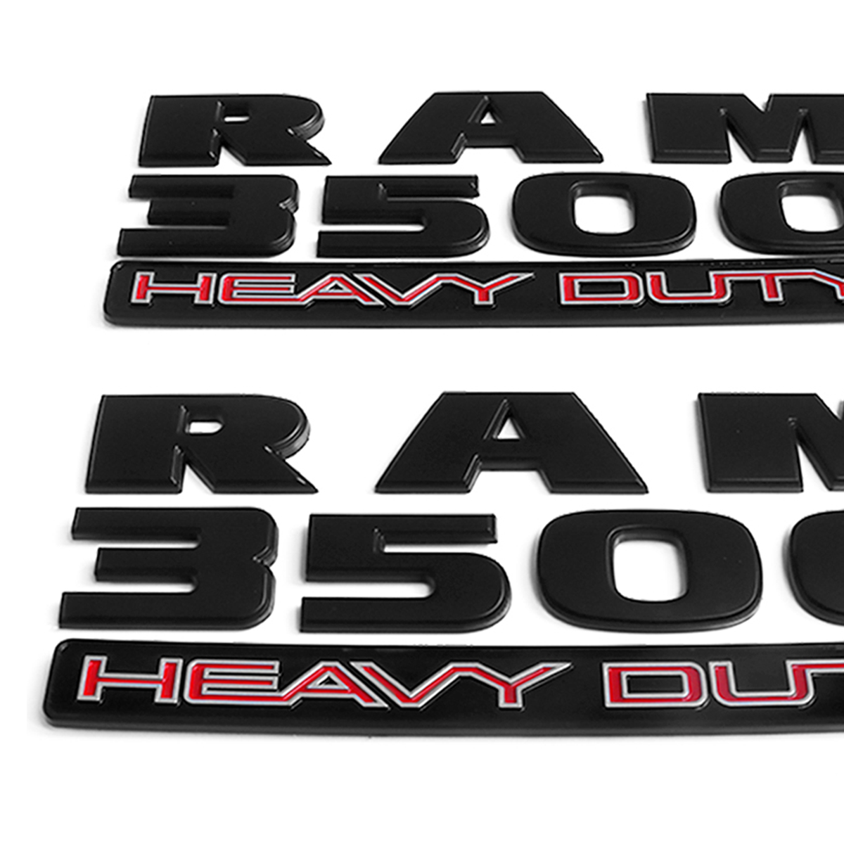 2Pcs 2015-2018 RAM 3500 HEAVY DUTY Badge Matte Black Red ABS Dodge Decal