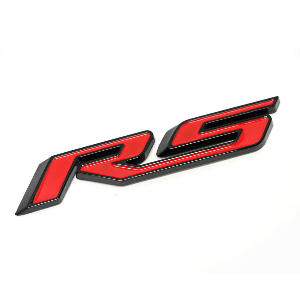 2Pc 1967-2022 Camaro RS ABS Plastic Rear Trunk Lid 3D Letter Black Red Chevrolet 92225496
