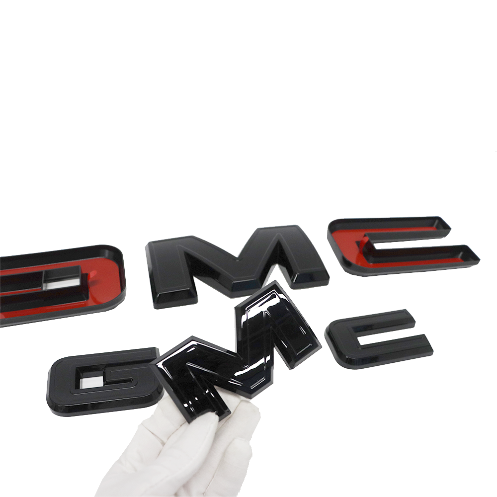 2Pcs 2021-2025 Yukon Yukon XL Plastic Front Rear Overlay Emblem Gloss Black GMC 