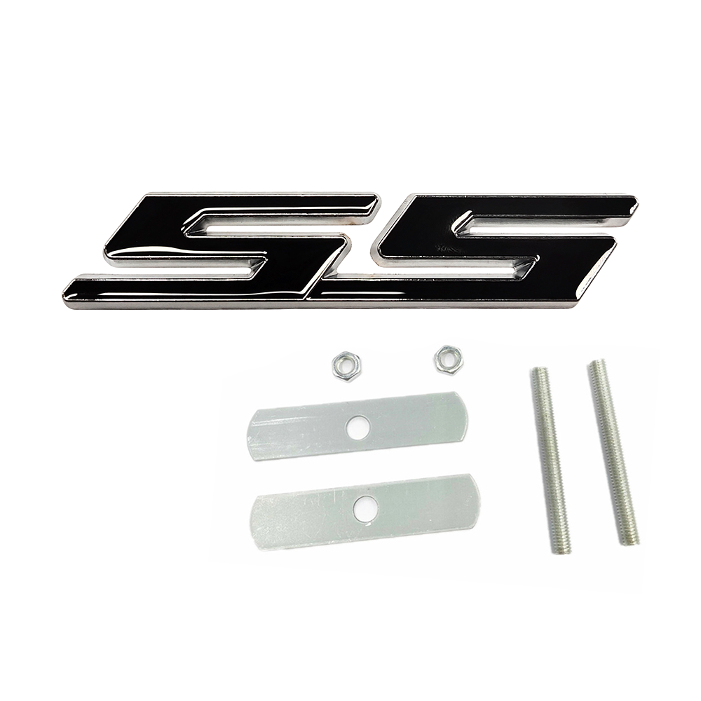 2Set 1970-2015 Camaro Zinc Alloy Front Grille SS Emblem Black Chrome Chevrolet
