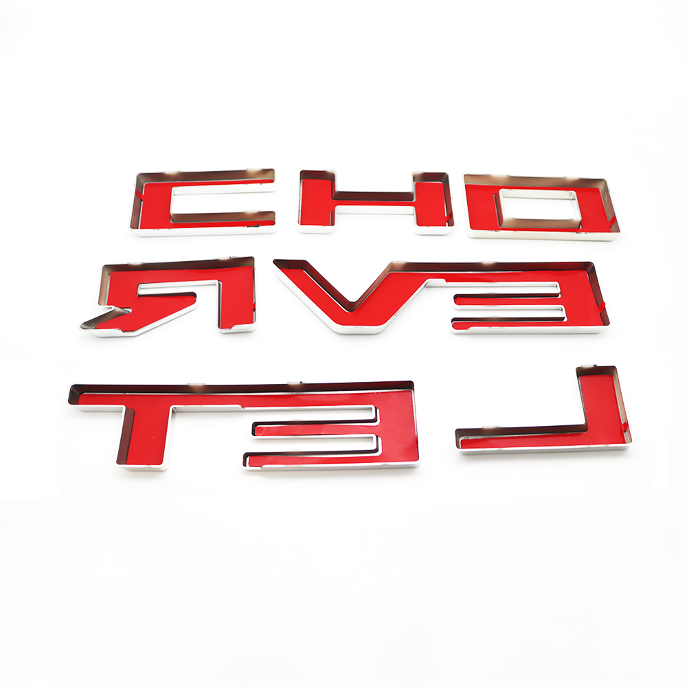 2022-2026 Silverado Custom ABS Plastic Front Grille Overlay Letter Gloss Silver Chevrolet