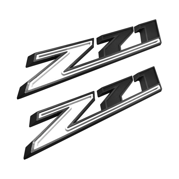 2Pcs 2019-2025 Silverado 1500 Z71 ABS Plastic Fender Side Badge Decal Black White Chevrolet