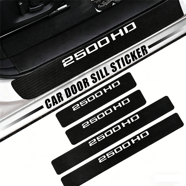 12Pcs Silverado Sierra 2500HD Carbon Fiber Car Door Sill Protector Sticker Black Chevrolet