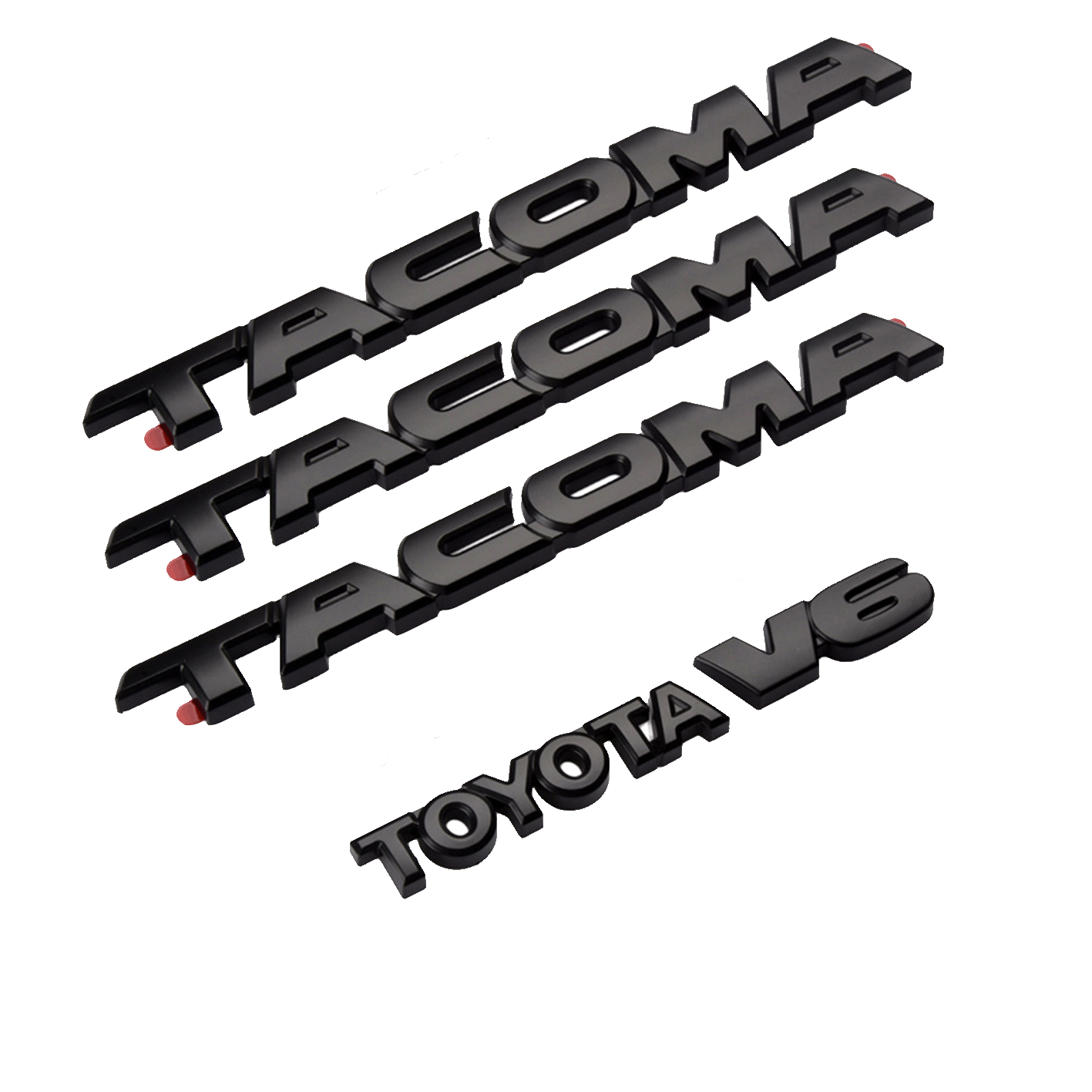 5pcs 2005-2015 Tacoma Tailgate V6 SR5 Emblem Overlay Kit Rear Trunk Badge Matte Black Toyota 