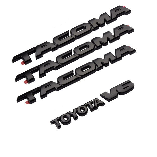 5pcs 2005-2015 Tacoma Tailgate V6 SR5 Emblem Overlay Kit Rear Trunk Badge Matte Black Toyota 
