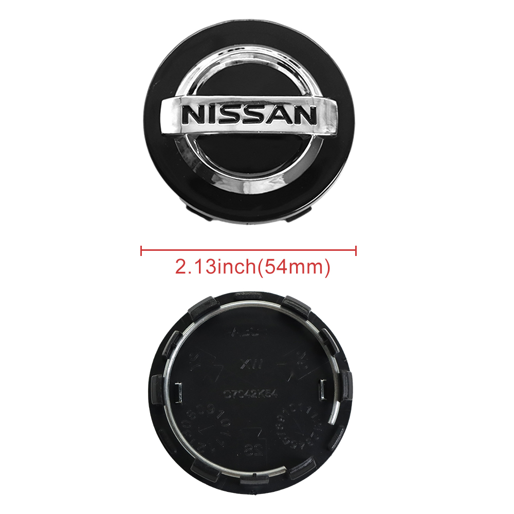 4PCS Fit 1996-2020 Altima Maxima Murano Sentra Rogue Metal Wheel Center Cap 54mm Black Silver 40343 AU51A 