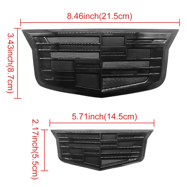 2PCS 2015-2017 XTS CT6 XT5 ATS Plastic Front Grille Rear Trunk Emblem All Black Cadillac