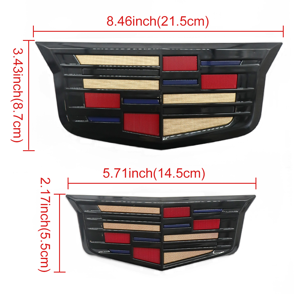 2PCS 2015-2017 XTS CT6 XT5 ATS Plastic Front Grille Rear Trunk Emblem Black Color Cadillac