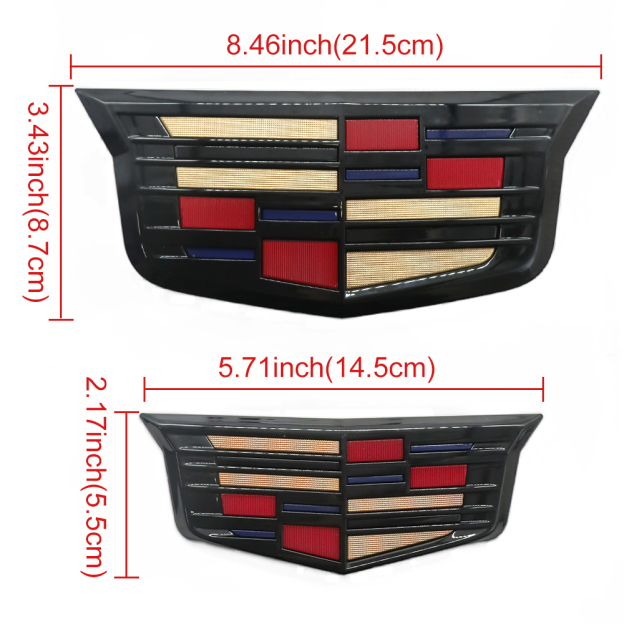 2PCS 2015-2017 XTS CT6 XT5 ATS Plastic Front Grille Rear Trunk Emblem Black Color Cadillac