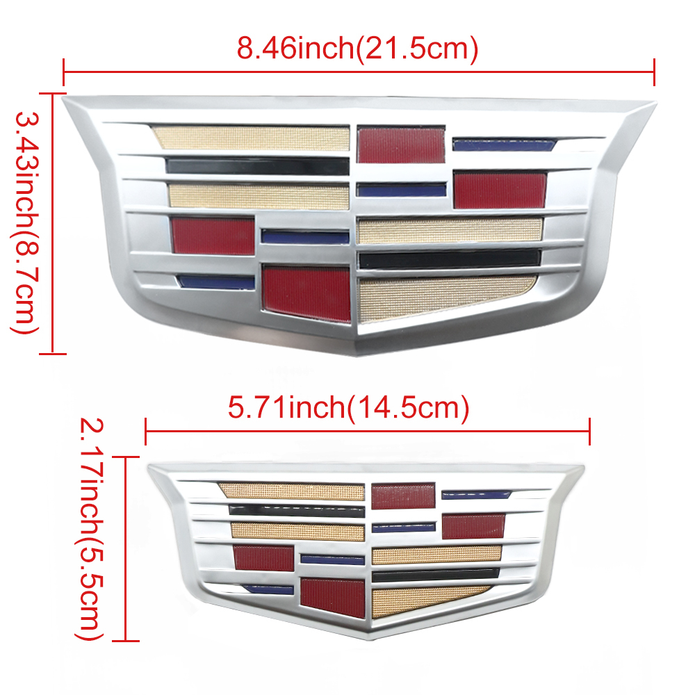 2PCS 2015-2017 XTS CT6 XT5 ATS Plastic Front Grille Rear Trunk Emblem Chrome Color Cadillac