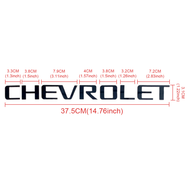 1Pc 2014-2018 Silverado 1500 ABS Plastic Bed Rail Insert Letter Gloss Black Chevrolet