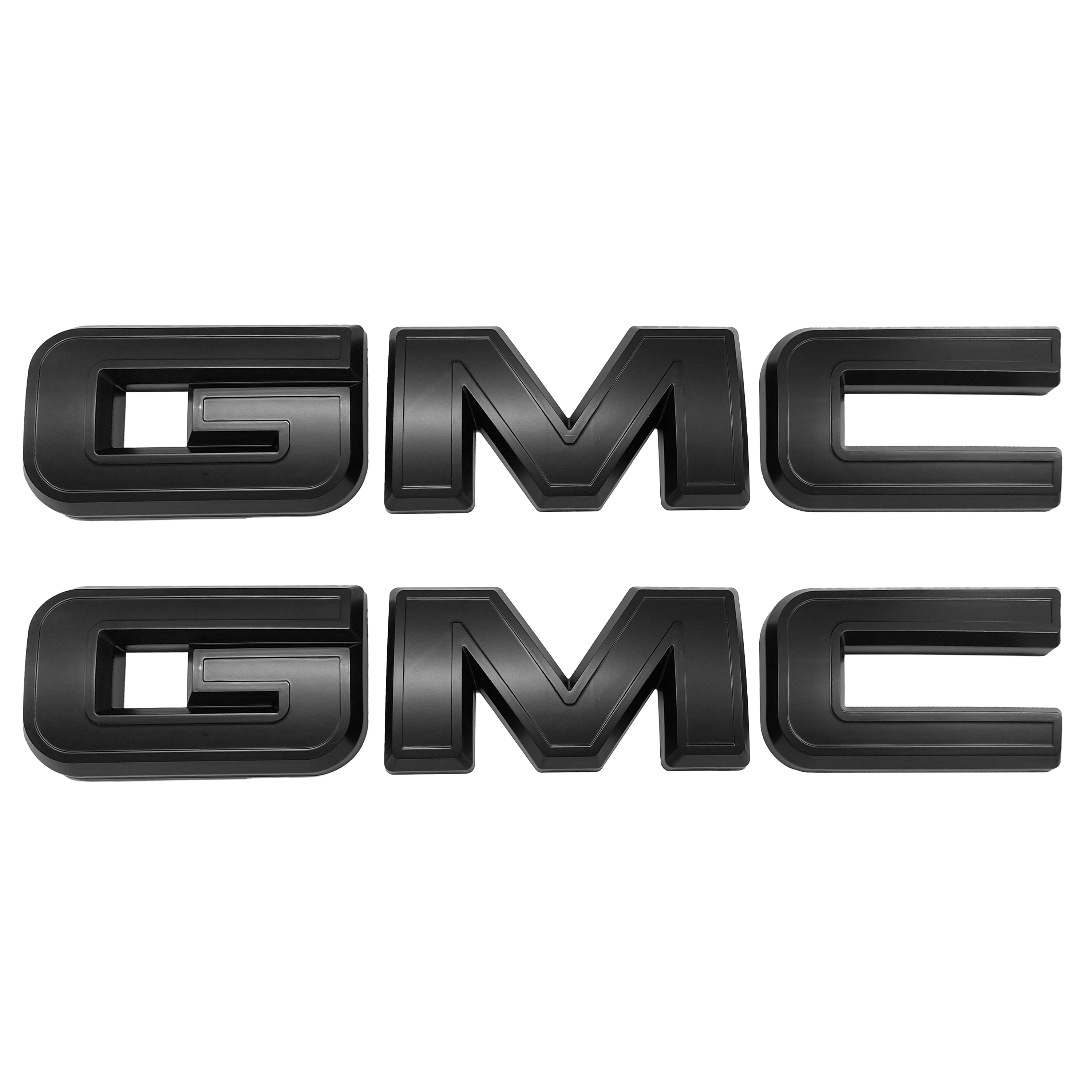 2Pcs 2019-2025 Sierra 1500 2500HD 3500HD Plastic Front Rear Overlay Emblem Matte Black GMC