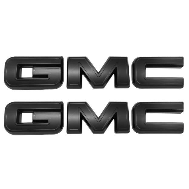 2Pcs 2019-2025 Sierra 1500 2500HD 3500HD Plastic Front Rear Overlay Emblem Matte Black GMC