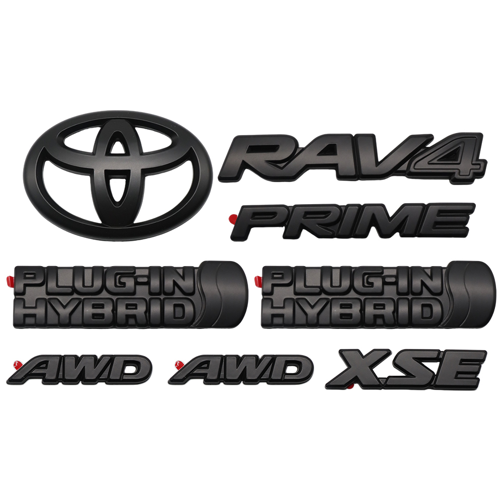 8pcs 2021-2024 RAV4 Prime XSE AWD Emblem Overlay Matte Blackout Toyota