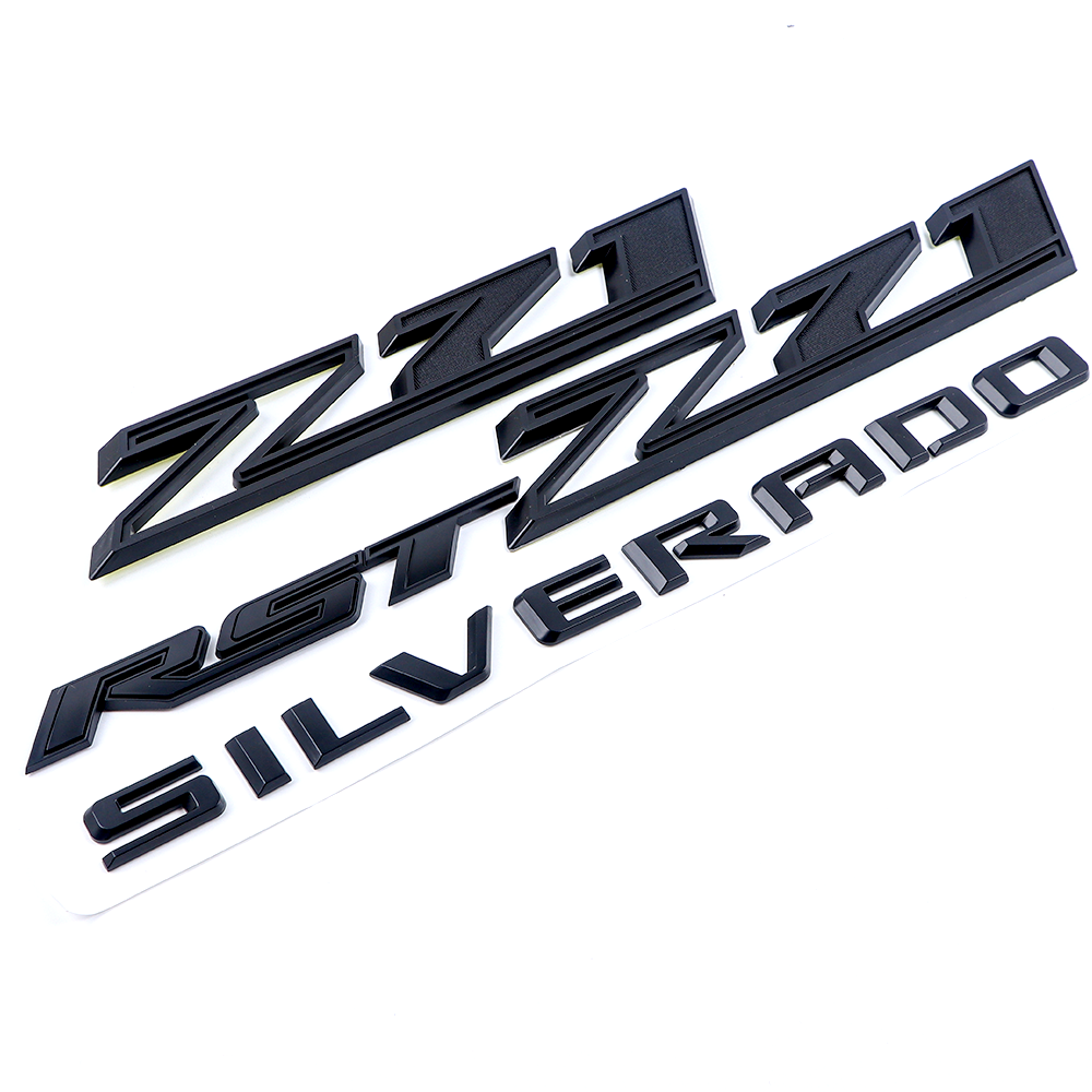 4PCS 2019-2026 Silverado RST Z71 ABS Plastic Fender Tailgate Liftgate Emblem Matte Black Chevrolet