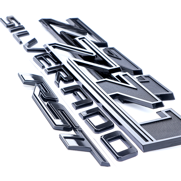 4PCS 2019-2026 Silverado RST Z71 ABS Plastic Fender Tailgate Liftgate Emblem Gloss Black Chevrolet
