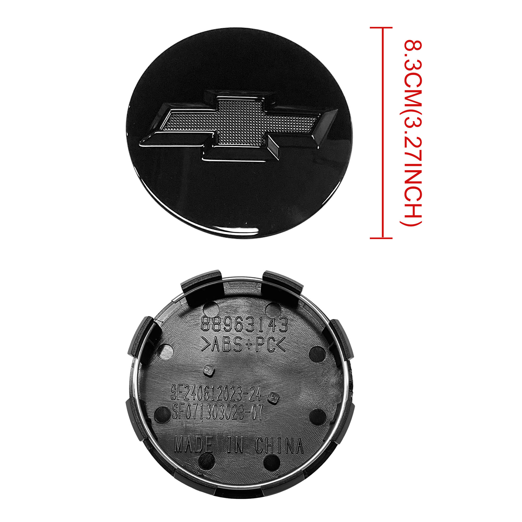 4Pcs 2007-2019 Suburban Silverado Tahoe Plastic Wheel Center Caps Gloss Black Chevrolet 83mm
