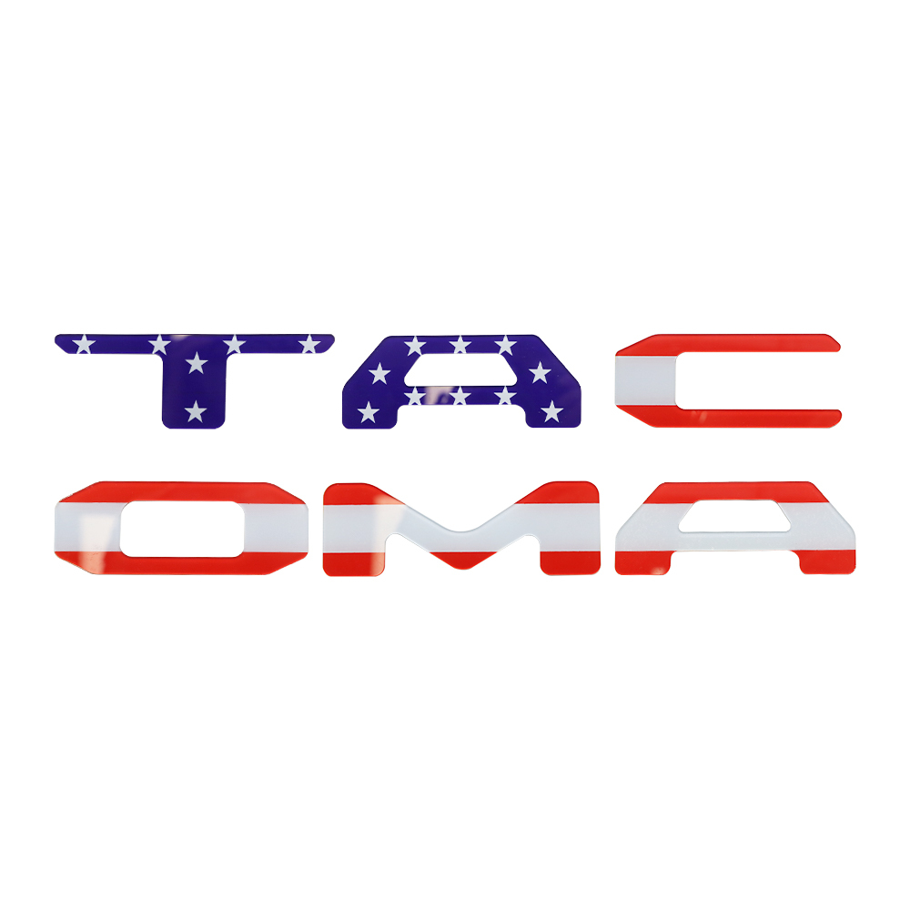 2024 2025 2026 Tacoma Abs Plastic Tailgate Letters Badges Blue Red US Flag Toyota 