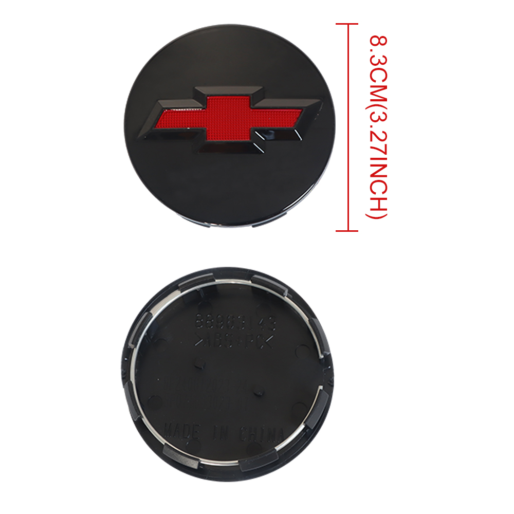 4Pcs 2014-2022 Suburban Silverado Tahoe ABS Plastic Wheel Center Caps Black Red Chevrolet 83mm