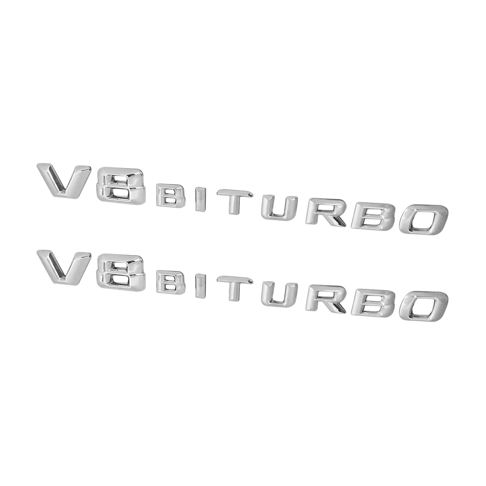 2pcs 3D For 2017-2026 AMG GT E63 GLC63 S63 V8 BiTurbo Side Fender Letter ABS Glossy Silver Decal Mercedes-Benz A 213 817 99 00