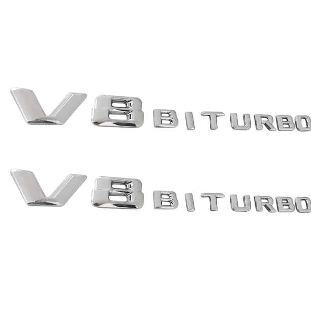 2pcs 3D For 2017-2026 AMG GT E63 GLC63 S63 V8 BiTurbo Side Fender Letter ABS Glossy Silver Decal Mercedes-Benz A 213 817 99 00