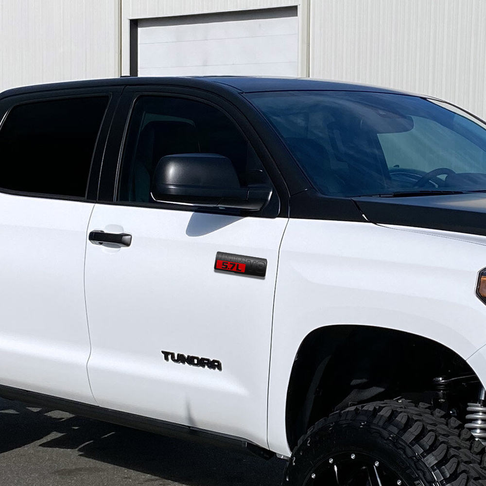 1Pc 2007-2021 Tundra ABS Plastic 5.7L V8 Iforce 3D Side Door Badge Black Red Toyota 754720C050