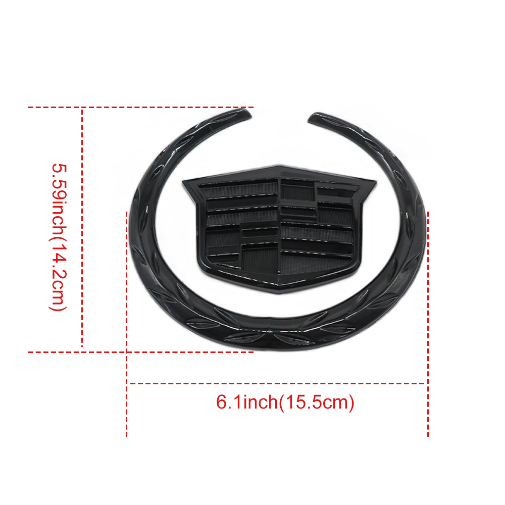 1Pc Escalade SRX CTS CT6 ATS DTS Plastic Front Grille Emblem All Black Cadillac