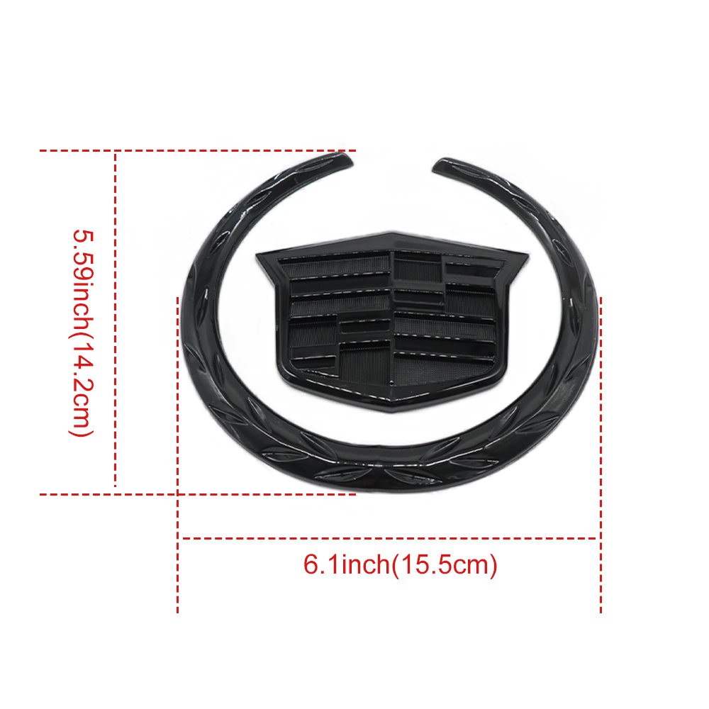 1Pc Escalade SRX CTS CT6 ATS DTS Plastic Front Grille Emblem All Black Cadillac