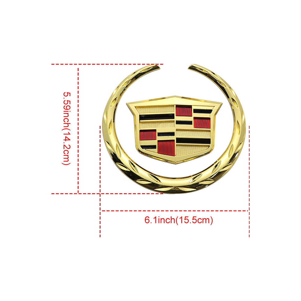 1Pc SRX Escalade CTS CT6 ATS ABS Plastic Front Grille Emblem Gold Cadillac 6.1in