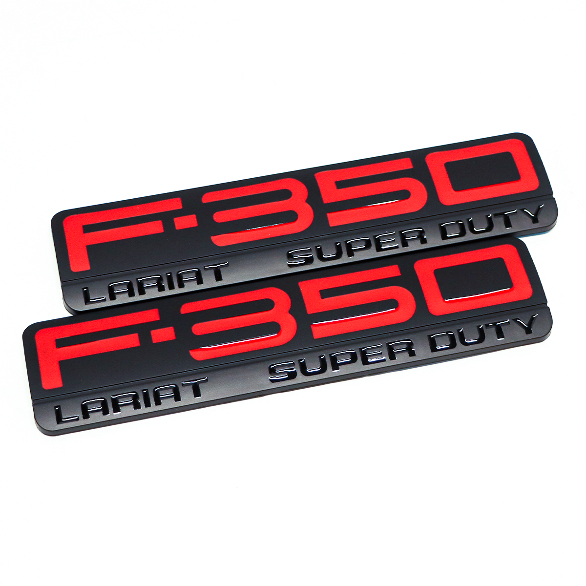 2Pcs 2005-2007 F-350 Lariat Super Duty Fender Badge ABS Red Black Ford 3D Sticker Decal Nameplate