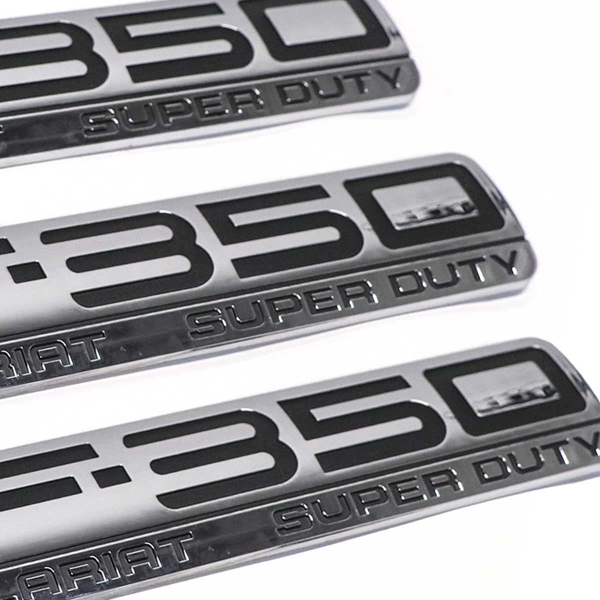 3Pcs 2005-2007 F-350 Lariat Super Duty Fender & Tailgate Badge ABS Chrome Black Ford 3D Rear Sticker Decal Nameplate