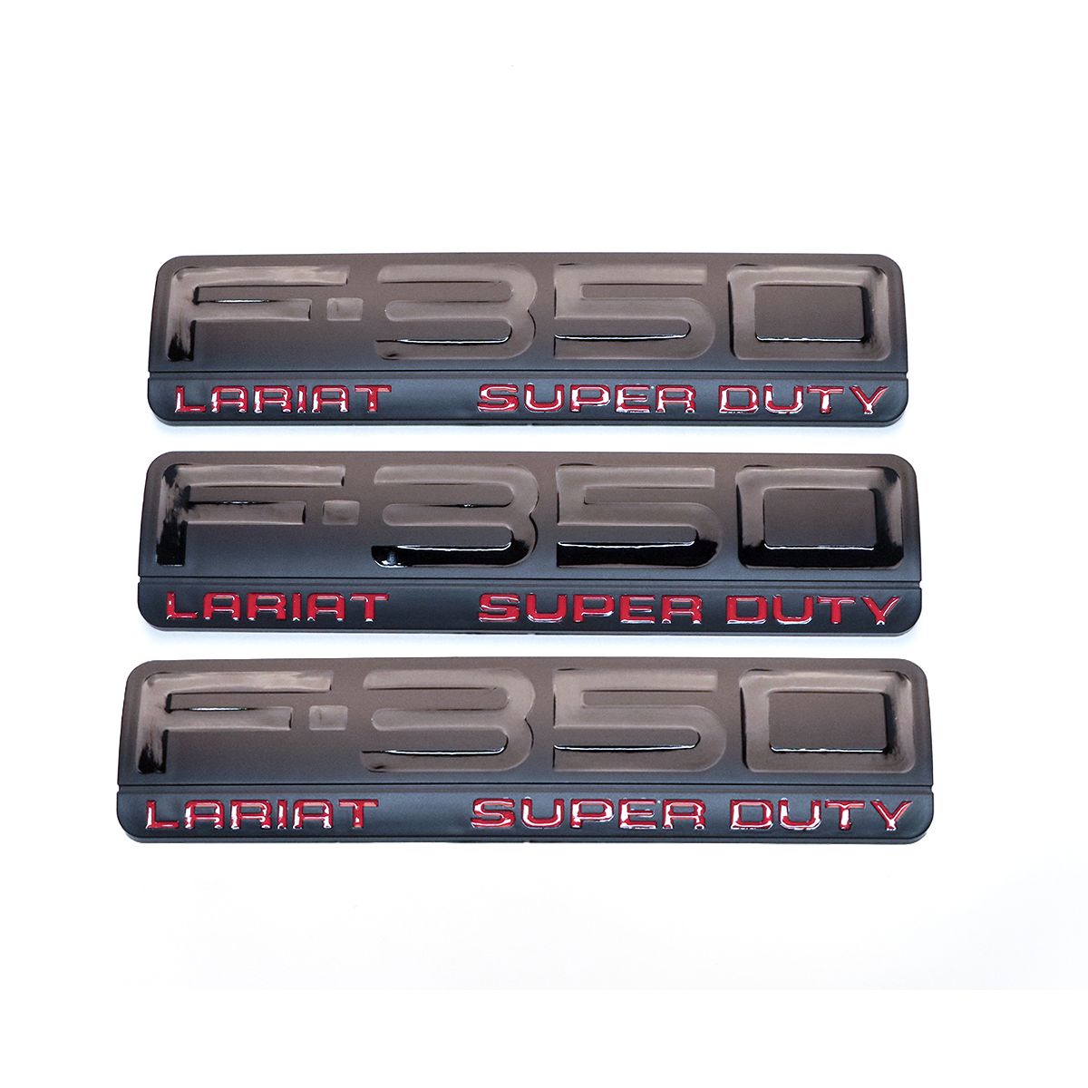 3Pcs 2005-2007 F-350 Lariat Super Duty Fender & Tailgate Badge ABS Black Red Ford 3D Rear Sticker Decal Nameplate