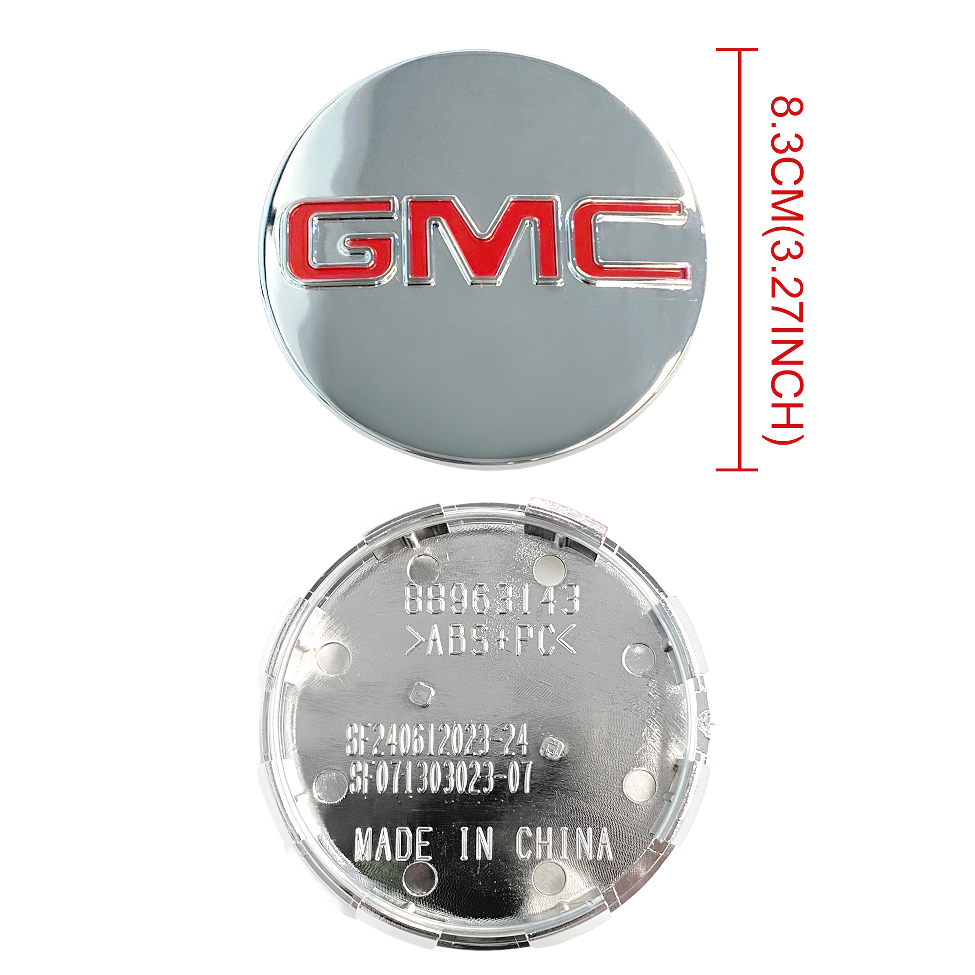 4PCS 2014-2020 Sierra Yukon Denali Plastic 83mm Wheel Center Cap Chrome Red GMC 20942032 20941995