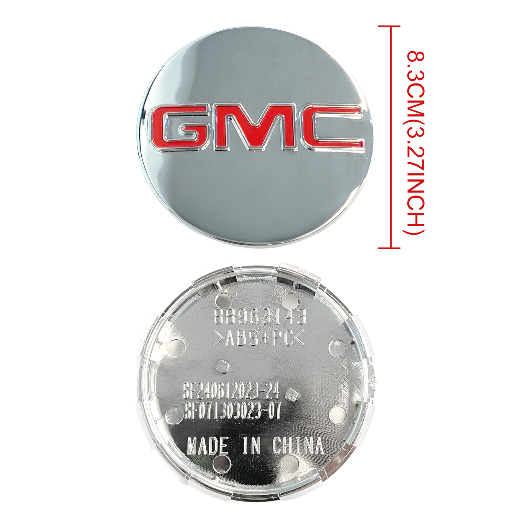 4PCS 2014-2020 Sierra Yukon Denali Plastic 83mm Wheel Center Cap Chrome Red GMC 20942032 20941995