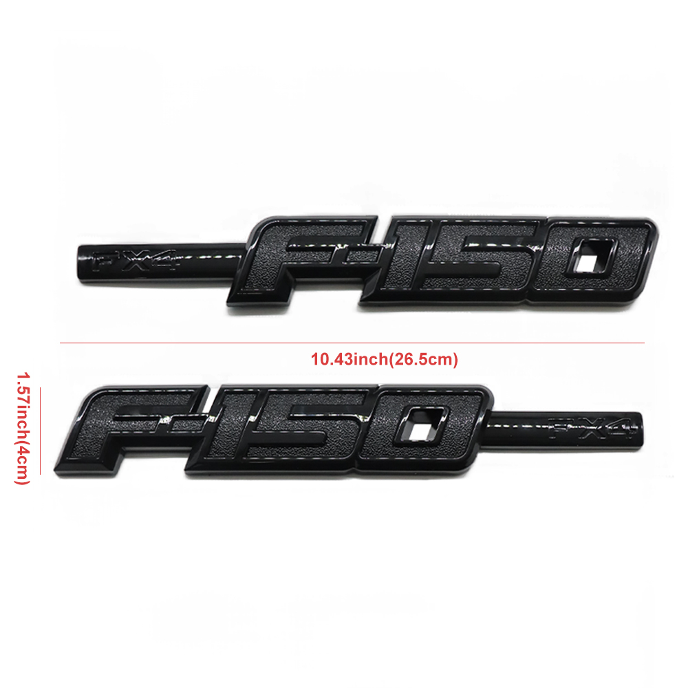 2Pcs 2009-2014 F-150 FX4 Fender Badge Gloss Black Ford Door 3D Raised Drivers Side Sticker Decal Nameplate Set