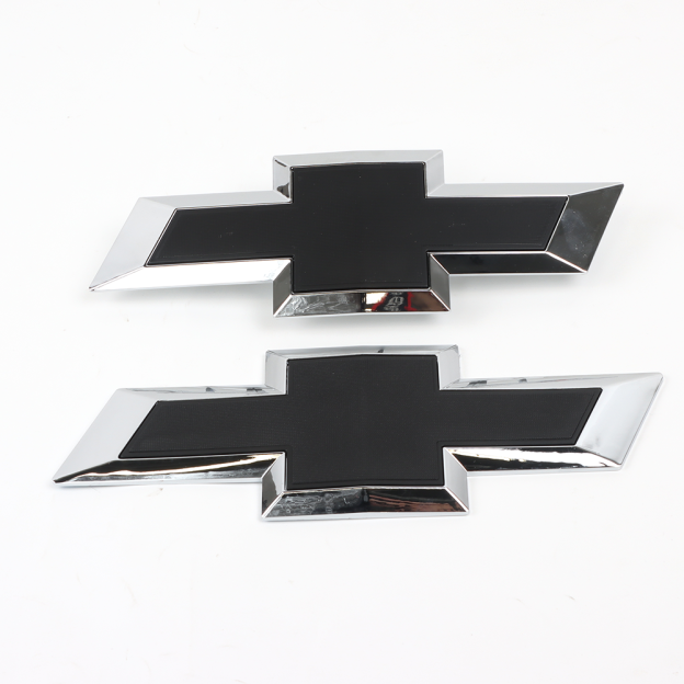 2Pcs 2016-2018 Silverado 1500 Colorado ABS Plastic Front Tailgate Bowtie Emblem Chrome Black Chevrolet 23236301