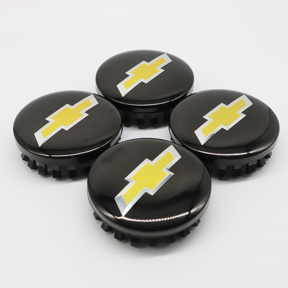 4PCS 2014-2020 Suburban Silverado Tahoe Plastic 83mm Wheel Center Hub Caps Black Yellow Chevrolet 22837060