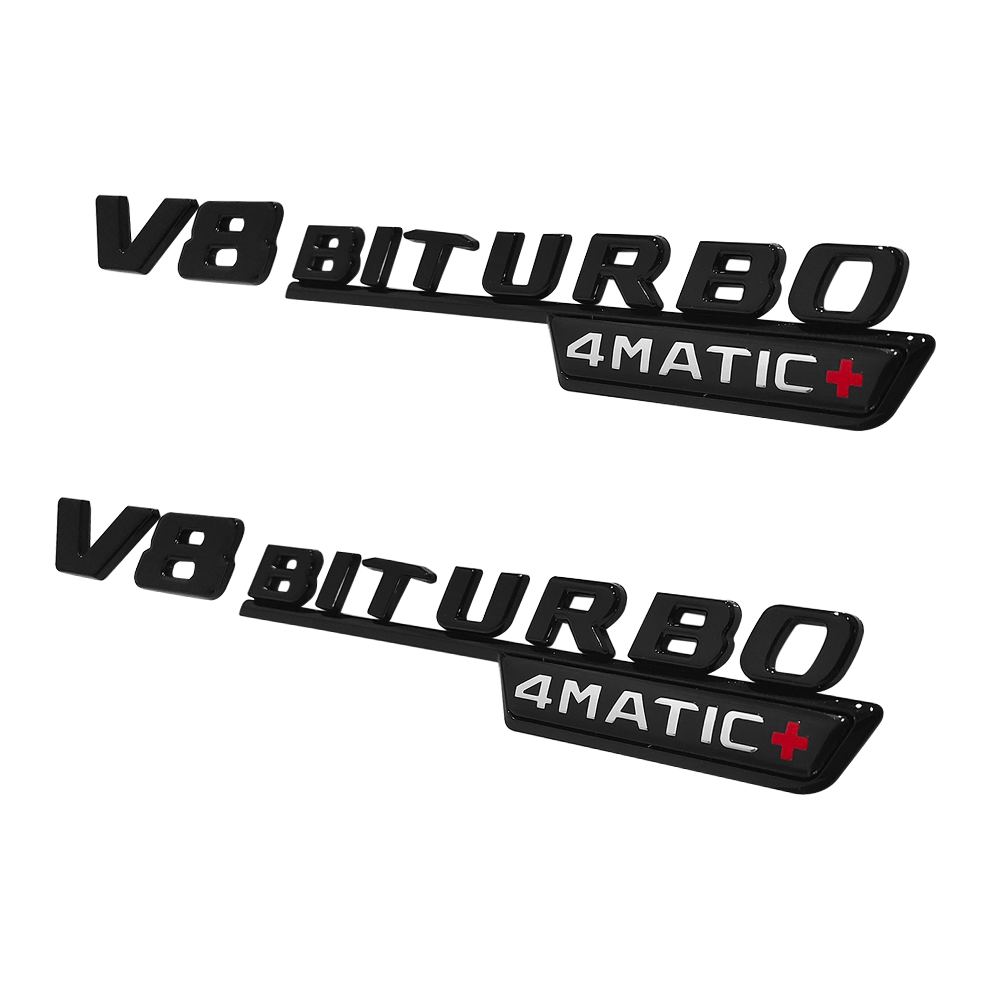 2Pcs 2021-2026 AMG ABS V8 BITURBO 4MATIC+ Letter Side Fender Gloss Black Benz A1678176600