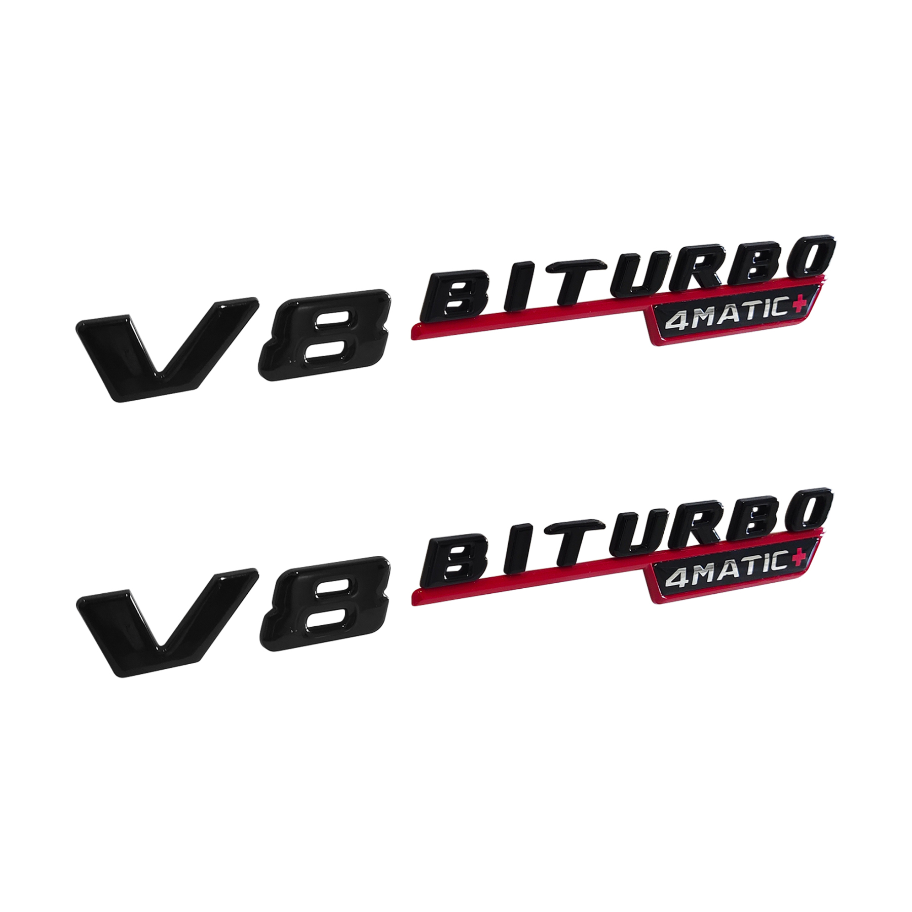 2Pcs 2021-2026 AMG ABS V8 BITURBO 4MATIC+ Letter Side Fender Gloss Black Red Benz A1678176600