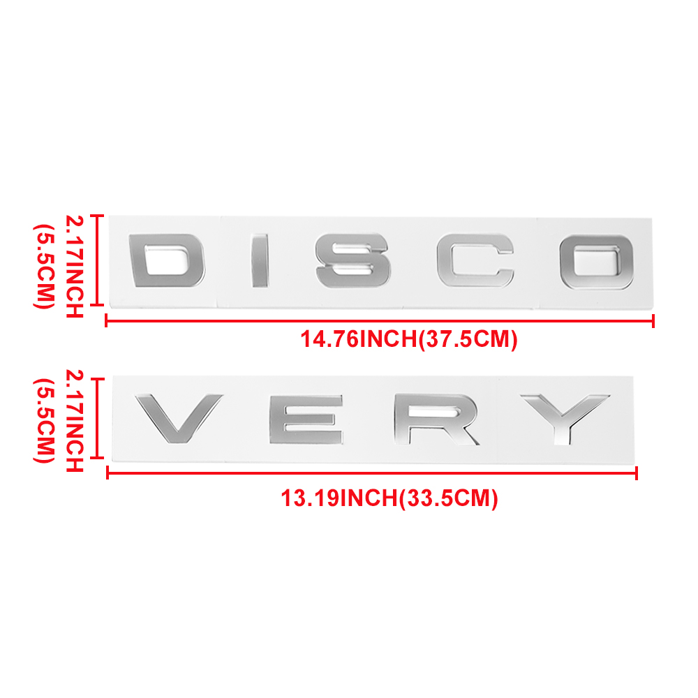 1pc Discovery Plastic Front Hood / Rear Tailgate Letters Sticker Matte Silver Land Rover 
