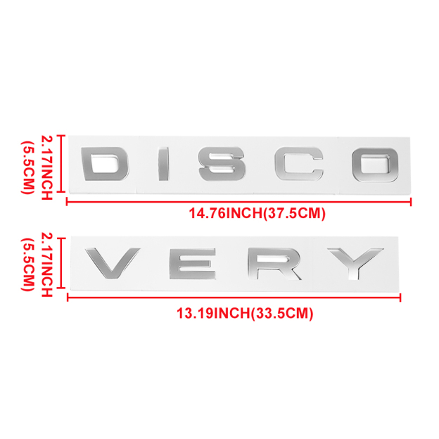 1pc Discovery Plastic Front Hood / Rear Tailgate Letters Sticker Matte Silver Land Rover 