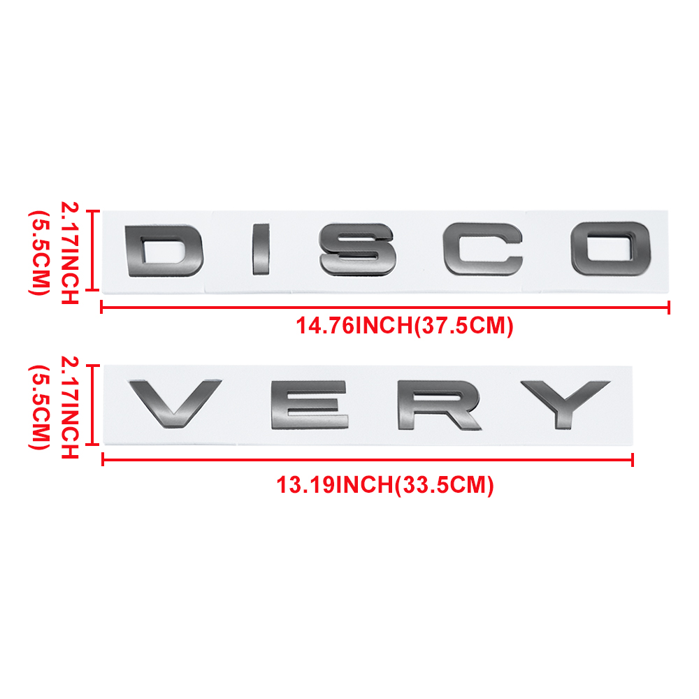 1pc Discovery Plastic Front Hood / Rear Tailgate Letters Sticker Dark Gray Land Rover 
