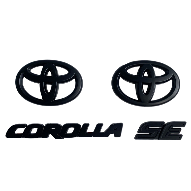 4PCS 2020-2025 Corolla SE ABS Front & Rear Blackout Overlay 3D Emblems Matte Black Toyota PT948-02202-02