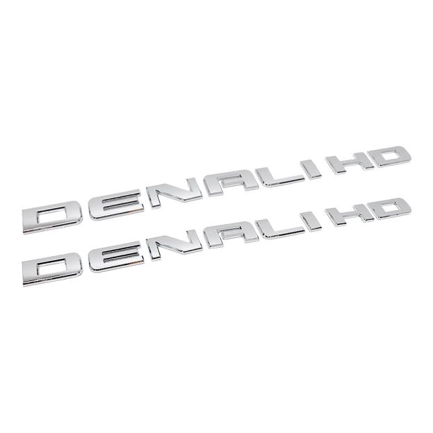 2Pcs 2011-2019 Sierra Denali 2500HD 3500HD Plastic Side Door Tailgate Letters Gloss Silver GMC