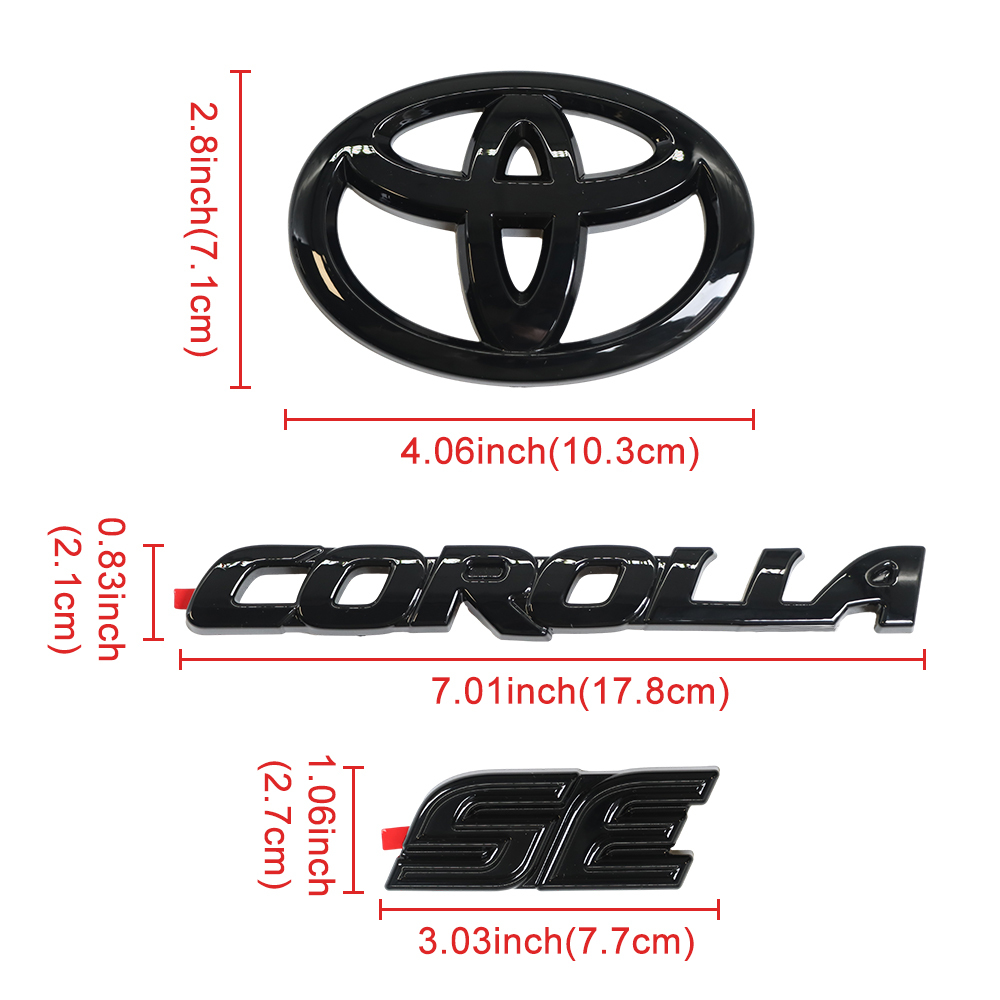 1PC 2020-2025 Corolla SE ABS Plastic 3D Raised Gloss Black Overlay Emblem Gloss Black Toyota  PT948-02201-02