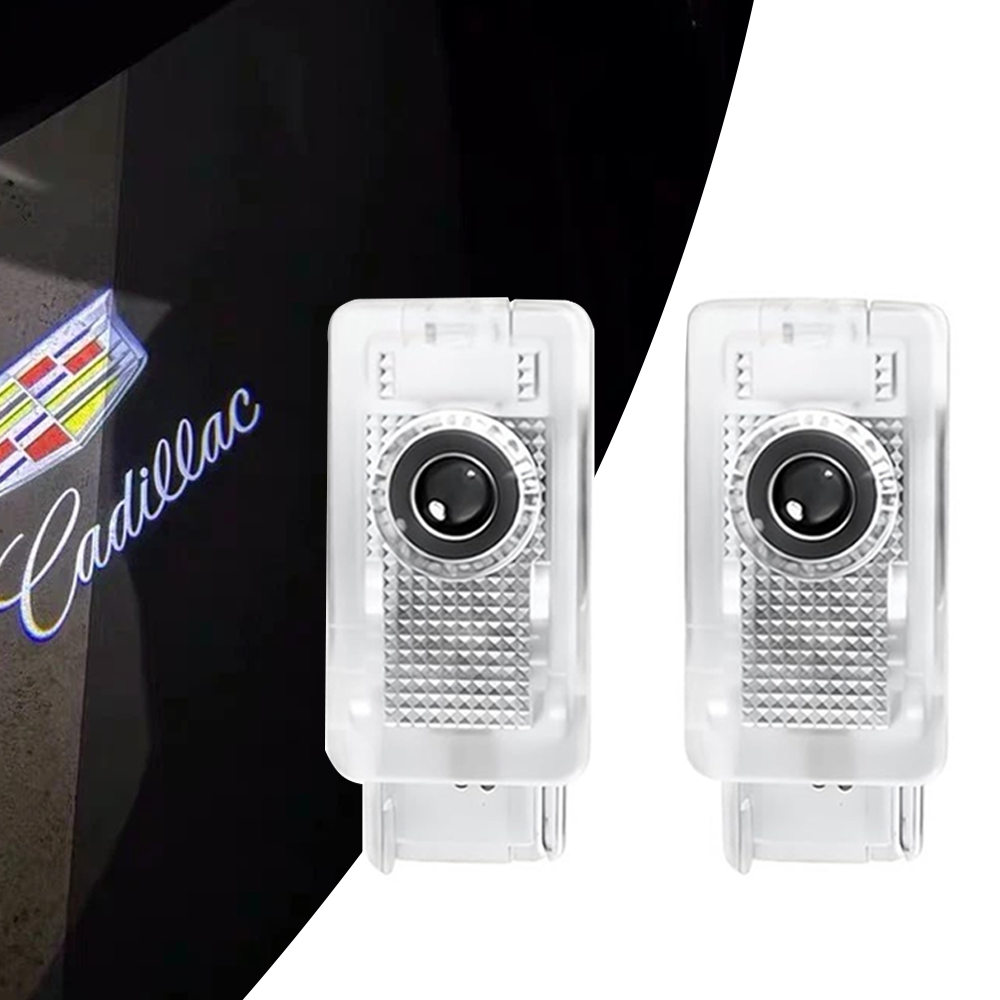 2PCS ATS SRX XTS Quartz Glass Never Fade Ghost LED Door Step Courtesy Shadow Lights Mulitcolor Cadillac