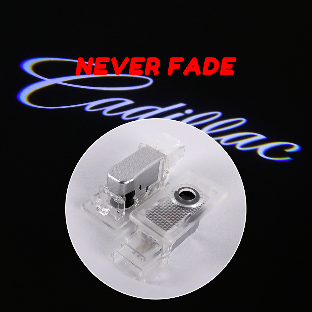 2PCS ATS SRX XT4-XT6 Quartz Glass Non-fading Ghost LED Door Step Courtesy Shadow Lights White Cadillac