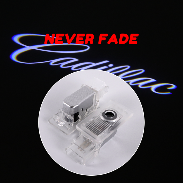 2PCS ATS SRX XT4-XT6 Quartz Glass Non-fading Ghost LED Door Step Courtesy Shadow Lights White Cadillac