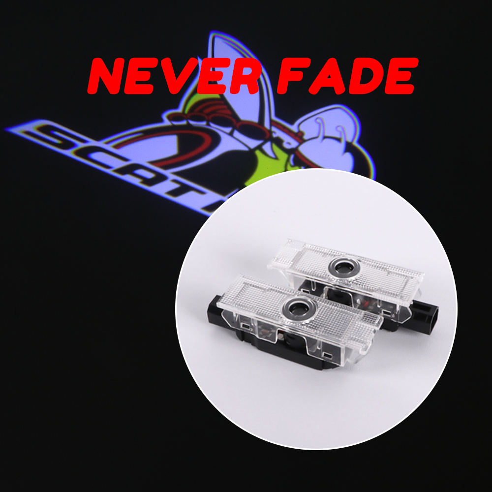 2PCS Challenger 6.4L R/T 392 SRT Quartz Glass Never Fade Ghost LED Door Step Courtesy Shadow Lights Dodge