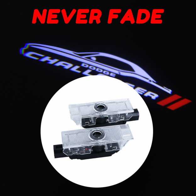 2PCS Challenger 2008-2023 Quartz Glass Never Fade Ghost LED Door Step Courtesy Shadow Lights Dodge